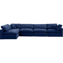 Meridian Comfy Navy Velvet Modular Sectional IMAGE 7