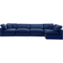  Manufacturer Color_Navy -- Comfy 158" Navy Velvet Upholstered 5 pc Modular Sectional IMAGE 8