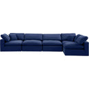 Meridian Comfy Navy Velvet Modular Sectional IMAGE 8