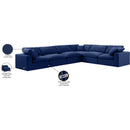  Manufacturer Color_Navy -- Comfy 158" Navy Velvet Upholstered 6 pc Modular Sectional IMAGE 11