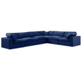  Manufacturer Color_Navy -- Comfy 158" Navy Velvet Upholstered 6 pc Modular Sectional IMAGE 1