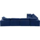  Manufacturer Color_Navy -- Comfy 158" Navy Velvet Upholstered 6 pc Modular Sectional IMAGE 3