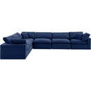  Manufacturer Color_Navy -- Comfy 158" Navy Velvet Upholstered 6 pc Modular Sectional IMAGE 5