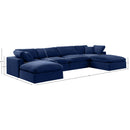  Manufacturer Color_Navy -- Comfy 158" Navy Velvet Upholstered 6 pc Modular Sectional IMAGE 10