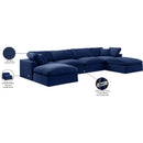  Manufacturer Color_Navy -- Comfy 158" Navy Velvet Upholstered 6 pc Modular Sectional IMAGE 11