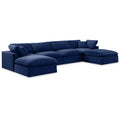  Manufacturer Color_Navy -- Comfy 158" Navy Velvet Upholstered 6 pc Modular Sectional IMAGE 1