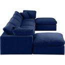  Manufacturer Color_Navy -- Comfy 158" Navy Velvet Upholstered 6 pc Modular Sectional IMAGE 4