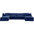  Manufacturer Color_Navy -- Comfy 158" Navy Velvet Upholstered 6 pc Modular Sectional IMAGE 5