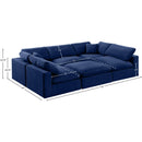  Manufacturer Color_Navy -- Comfy 119" Navy Velvet Upholstered 6 pc Modular Sectional IMAGE 10