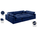  Manufacturer Color_Navy -- Comfy 119" Navy Velvet Upholstered 6 pc Modular Sectional IMAGE 11