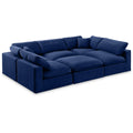  Manufacturer Color_Navy -- Comfy 119" Navy Velvet Upholstered 6 pc Modular Sectional IMAGE 1
