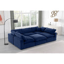  Manufacturer Color_Navy -- Comfy 119" Navy Velvet Upholstered 6 pc Modular Sectional IMAGE 2