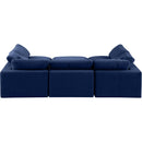  Manufacturer Color_Navy -- Comfy 119" Navy Velvet Upholstered 6 pc Modular Sectional IMAGE 3