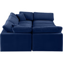  Manufacturer Color_Navy -- Comfy 119" Navy Velvet Upholstered 6 pc Modular Sectional IMAGE 4