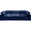  Manufacturer Color_Navy -- Comfy 119" Navy Velvet Upholstered 6 pc Modular Sectional IMAGE 5