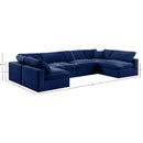  Manufacturer Color_Navy -- Comfy 158" Navy Velvet Upholstered 6 pc Modular Sectional IMAGE 10
