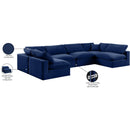  Manufacturer Color_Navy -- Comfy 158" Navy Velvet Upholstered 6 pc Modular Sectional IMAGE 11