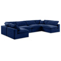 Manufacturer Color_Navy -- Comfy 158" Navy Velvet Upholstered 6 pc Modular Sectional IMAGE 1