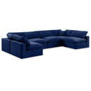 Meridian Comfy Navy Velvet Modular Sectional IMAGE 1