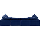  Manufacturer Color_Navy -- Comfy 158" Navy Velvet Upholstered 6 pc Modular Sectional IMAGE 3