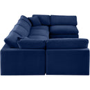  Manufacturer Color_Navy -- Comfy 158" Navy Velvet Upholstered 6 pc Modular Sectional IMAGE 4