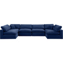  Manufacturer Color_Navy -- Comfy 158" Navy Velvet Upholstered 6 pc Modular Sectional IMAGE 5