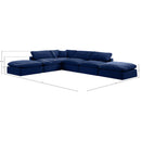  Manufacturer Color_Navy -- Comfy 157" Navy Velvet Upholstered 6 pc Modular Sectional IMAGE 10
