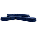  Manufacturer Color_Navy -- Comfy 157" Navy Velvet Upholstered 6 pc Modular Sectional IMAGE 1