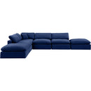  Manufacturer Color_Navy -- Comfy 157" Navy Velvet Upholstered 6 pc Modular Sectional IMAGE 5
