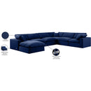  Manufacturer Color_Navy -- Comfy 158" Navy Velvet Upholstered 7 pc Modular Sectional IMAGE 11