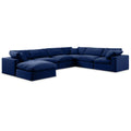  Manufacturer Color_Navy -- Comfy 158" Navy Velvet Upholstered 7 pc Modular Sectional IMAGE 1