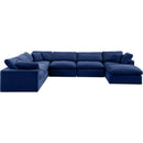  Manufacturer Color_Navy -- Comfy 158" Navy Velvet Upholstered 7 pc Modular Sectional IMAGE 5