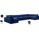  Manufacturer Color_Navy -- Comfy 197" Navy Velvet Upholstered 7 pc Modular Sectional IMAGE 11