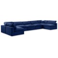  Manufacturer Color_Navy -- Comfy 197" Navy Velvet Upholstered 7 pc Modular Sectional IMAGE 1