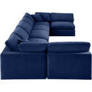  Manufacturer Color_Navy -- Comfy 197" Navy Velvet Upholstered 7 pc Modular Sectional IMAGE 4