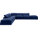  Manufacturer Color_Navy -- Comfy 157" Navy Velvet Upholstered 7 pc Modular Sectional IMAGE 5