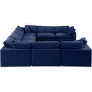  Manufacturer Color_Navy -- Comfy 158" Navy Velvet Upholstered 8 pc Modular Sectional IMAGE 4
