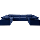 Meridian Comfy Navy Velvet Modular Sectional IMAGE 5