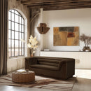 Meridian Cascade Brown Velvet Fabric Loveseat IMAGE 2