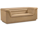 Meridian Cascade Camel Velvet Fabric Loveseat IMAGE 1