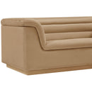 Meridian Cascade Camel Velvet Fabric Sofa IMAGE 10