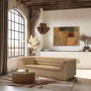 Meridian Cascade Camel Velvet Fabric Sofa IMAGE 2
