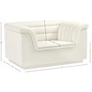 Meridian Cascade Cream Velvet Fabric Chair IMAGE 17