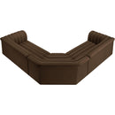 Meridian Cascade Brown Velvet Fabric Modular Sectional IMAGE 5