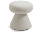  Color_Beige -- Meridian Drum Faux Shearling Teddy Fabric Upholstered Ottoman IMAGE 1