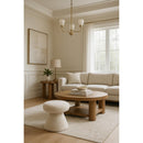 Meridian Drum Beige Faux Shearling Teddy Fabric Ottoman/Stool IMAGE 2