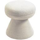  Color_Beige -- Meridian Drum Faux Shearling Teddy Fabric Upholstered Ottoman IMAGE 3