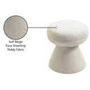  Color_Beige -- Meridian Drum Faux Shearling Teddy Fabric Upholstered Ottoman IMAGE 5