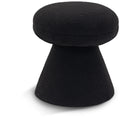  Color_Black -- Drum Black Faux Shearling Teddy Fabric Upholstered Ottoman IMAGE 1