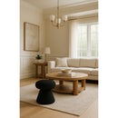 Color_Black -- Drum Black Faux Shearling Teddy Fabric Upholstered Ottoman IMAGE 2